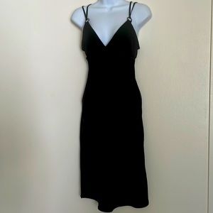 Guess Women black cocktail v-neck ring detail dress knee length sleeveless XS